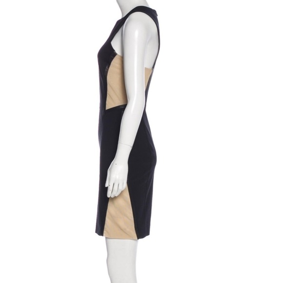 RAG & BONE Piper Leather Trim Mesh Panels Mini Sheath Dress Black and Tan Size 2 - Picture 12 of 16